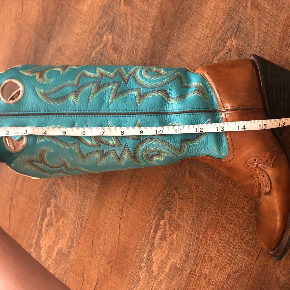Tony Lama Cowgirl Boots - Turquoise and Warm Brown - Women's Size 8 - Picture 9 of 11